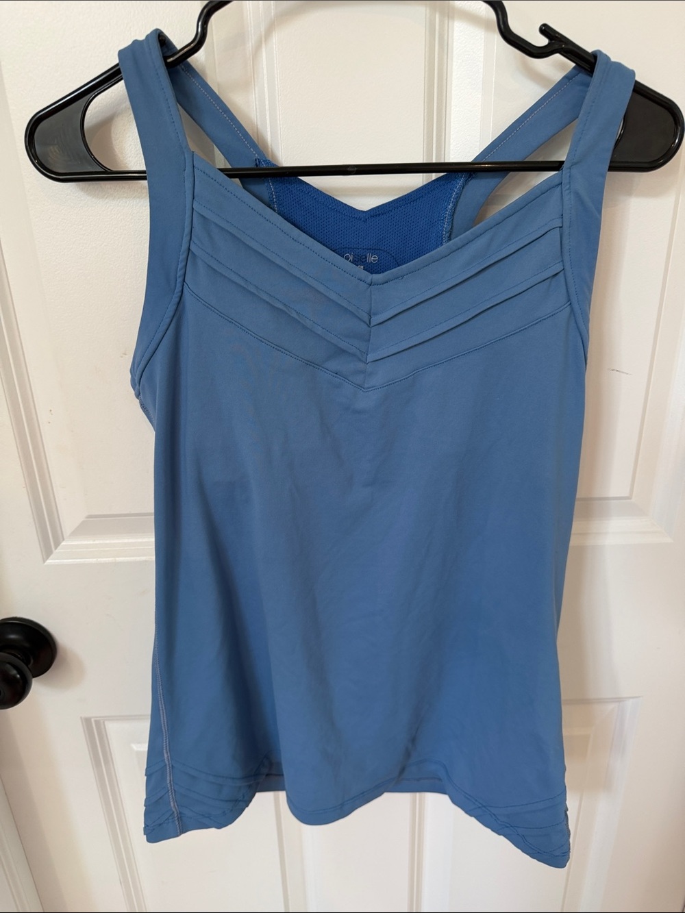oiselle Dusty Blue V-Pleat Performance Tank sports bra